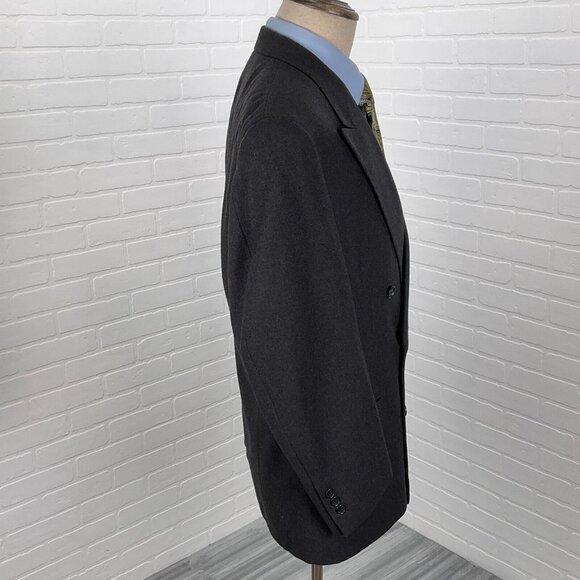 Pierre Cardin Blazer Men 44 Gray Flannel Double Breasted Classic Union USA VTG‎ - Picture 5 of 14